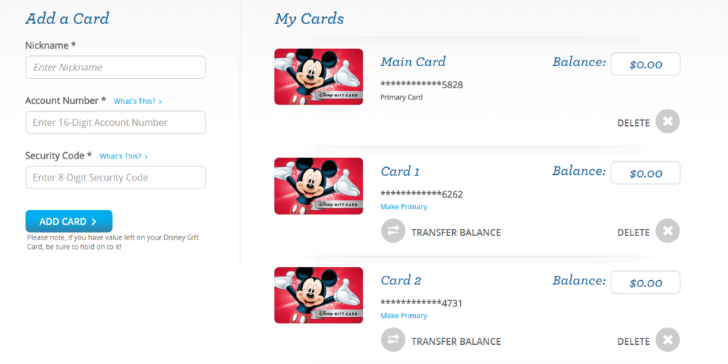 DisneyGiftCard.com's Home Page